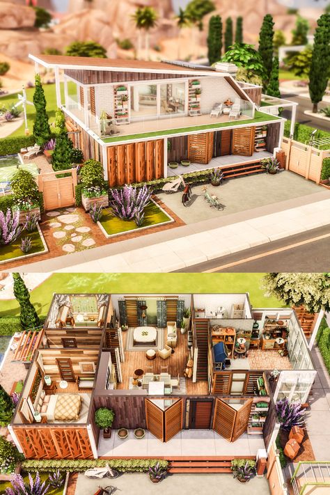 Sims 4 Eco Mansion, Eco Living Sims 4, Eco Family Home, Sims 4 Eco Apartment, Sims 4 Eco House Floor Plan, Sims 4 Modern Small House, The Sims 4 Eco Lifestyle House, Sims Eco Lifestyle, Ecolifestyle Sims 4 House