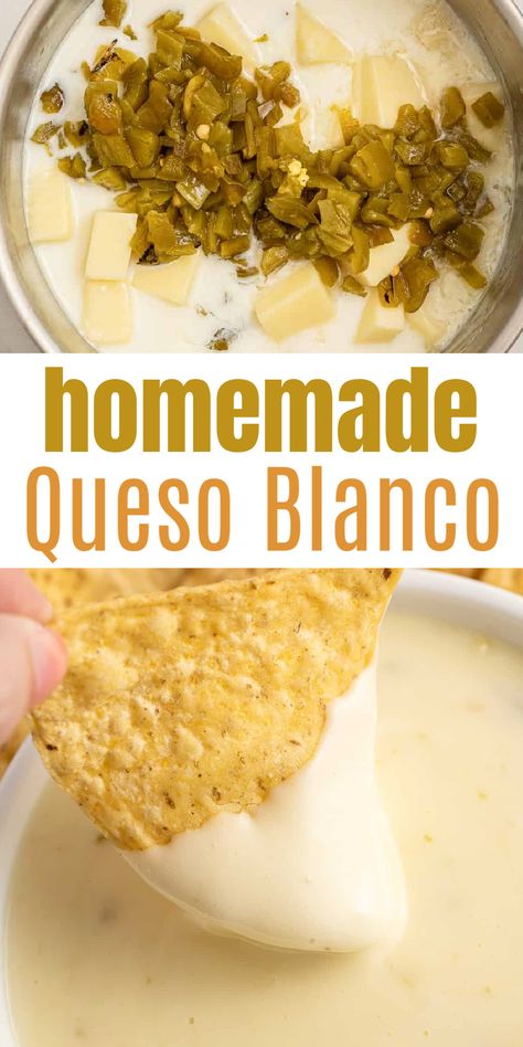 Mexican White Cheese Sauce, Homemade Queso Blanco, Queso Dip Mexican, Easy Homemade Queso, Mexican Cheese Sauce, Queso Dip Easy, Queso Blanco Recipe, White Queso Recipe, Mexican White Cheese Dip