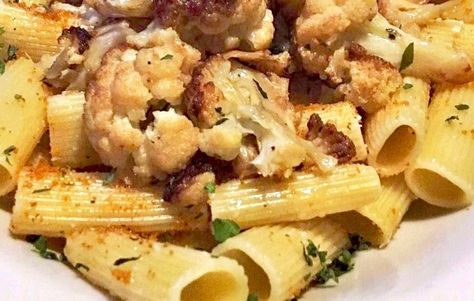 Rigatoni Pasta With Roasted Cauliflower – Back Road Journal Pasta With Roasted Cauliflower, Cauliflower Rigatoni, Cauliflower Roasted, Cauliflower Recipes Healthy, Rigatoni Recipes, Pasta Cheese, Cauliflower Pasta, Rigatoni Pasta, Italian Foods