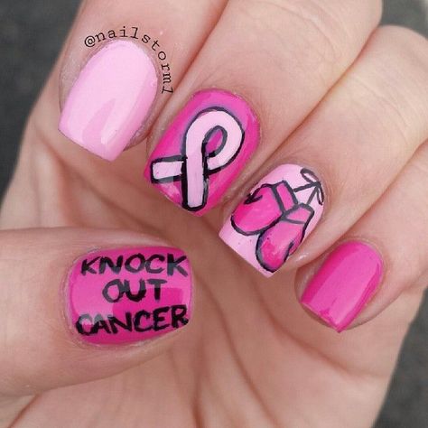 Pink Ribbon Nails, Finger Nails, Get Nails, Pedicures, Nail Polishes, Cool Nail Art, Gorgeous Nails, Love Nails, Pink Ribbon