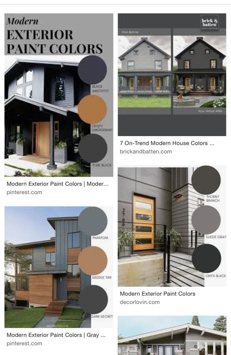 Exterior House Paint Colours 2023, Matte Black House Exterior, Gray And Black House Exterior, Modern House Colors, Exterior Color Palette, Contemporary Modern House, Exterior House Remodel, Exterior House Paint Color Combinations, Home Exterior Makeover