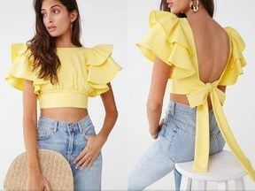 Fashion Tops Blouse, Trendy Blouses, Trendy Blouse Designs, Crop Top Outfits, Trend Fashion, Saree Blouse Designs, Mode Inspiration, Trendy Tops, Fashion Essentials