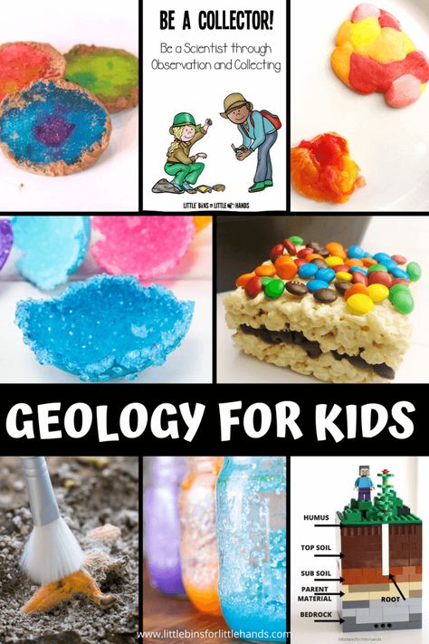 Fascinating Geology for Kids | Little Bins for Little Hands Hands On Rock Activities, Rock Experiments For Preschool, Geology And Rocks Preschool Activities, Geology Homeschool Unit, Rock Projects For Kids, Crystal Activities For Kids, Geology Activities For Preschoolers, Geology Preschool Activities, Geology Science Experiments