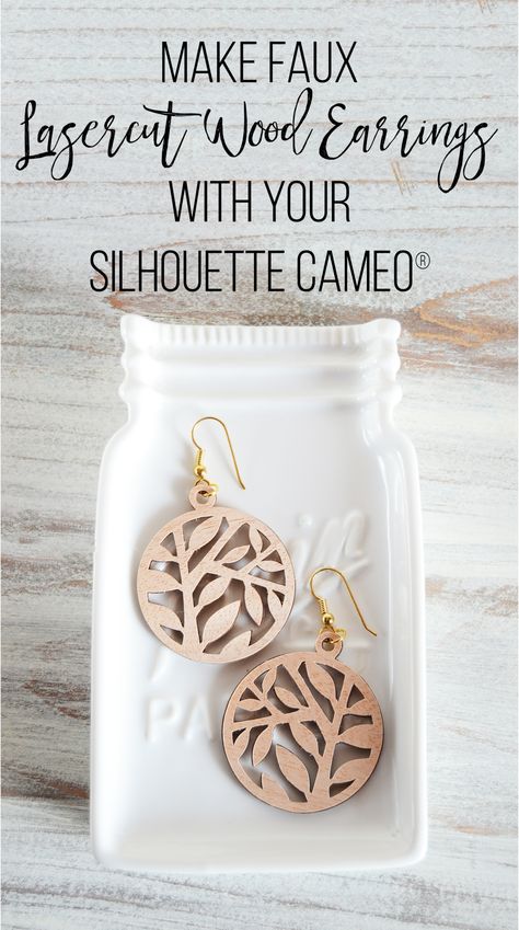 Faux Lasercut Wood Sheet Earrings | Silhouette Jewelry, Inkscape Tutorials, Silhouette Cameo 4, Silhouette Cameo Crafts, Silhouette Curio, Silhouette Cameo Tutorials, Silhouette Tutorials, Silhouette America, 3d Laser