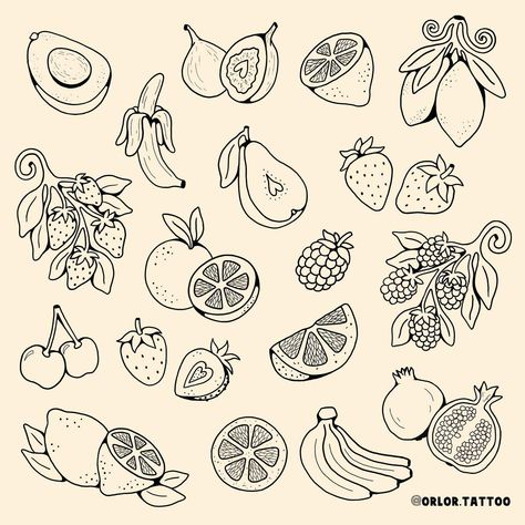 fruit flash available for handpoke 🍓 🍊 so so excited about these especially the strawberry and raspberry bunches. can’t wait to tattoo them! I’ve got space next week available including bank holiday Monday. I always do deals on multiple pieces booked in one session! dm to book in or to ask any questions! 🙃 @harmlesstattoo Braintree, Essex #handpokedtattoo #fruitflash #handpokeflash #strawberrytattoo #lemontattoo #fruittattoo #tattooideas #cutetattoo #handpokeartist #stickandpoke #essextat... Fruit Tattoo Stencil, Mini Fruit Tattoo, Minimal Fruit Tattoo, Minimalist Fruit Tattoo, Holiday Flash Tattoo, Matching Fruit Tattoos, Strawberry Stick And Poke, Tiny Fruit Tattoo, Fruit Sticker Tattoo