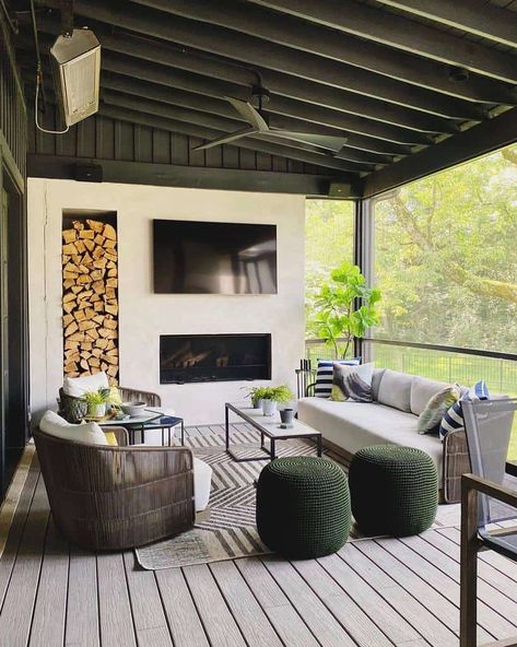 The Top 75 Covered Patio Ideas - Next Luxury Enclosed Patio Ideas, Covered Patio Design, Patio Remodel, Outdoor Covered Patio, Outdoor Fireplace Patio, Patio Deck Designs, Outdoor Patio Designs, Enclosed Patio, Backyard Remodel