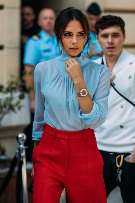 Viktoria Beckham, Colorblock Fashion, Pants Ideas, Beckham Style, Victoria Beckham Outfits, Victoria Beckham Style, Paris Chic, Posh Style, Smart Business