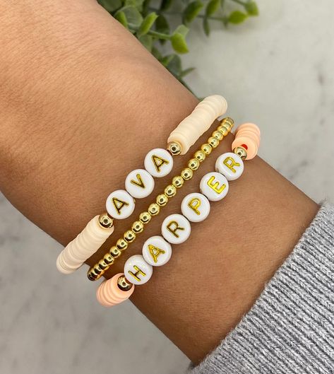 Clay Bead Bracelet Ideas Aesthetic Brown, Clay Bead Bracelet Buisness, Clay Bead Bracelet Small Business, Clay Bead Bracelet Ideas Zodiac, Clay Bracelet Ideas Aesthetic, Polymer Clay Bracelet With Letter Beads, Bracelet Buisness, Aesthetic Clay, Magic Jewelry