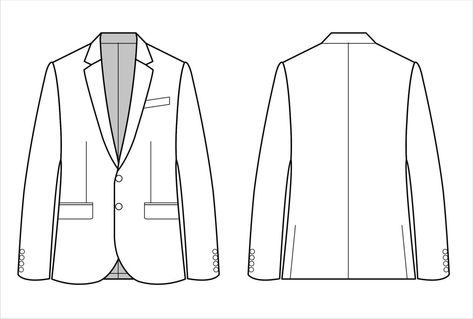 Functional blazer sketch for men, vector Blazer Flat Sketch, Blazer Sketch, Fashion Knowledge, Blazer Design, Plain Blazer, Mens Office Wear, Blazer Outfits Men, Flat Drawings, Style Chart