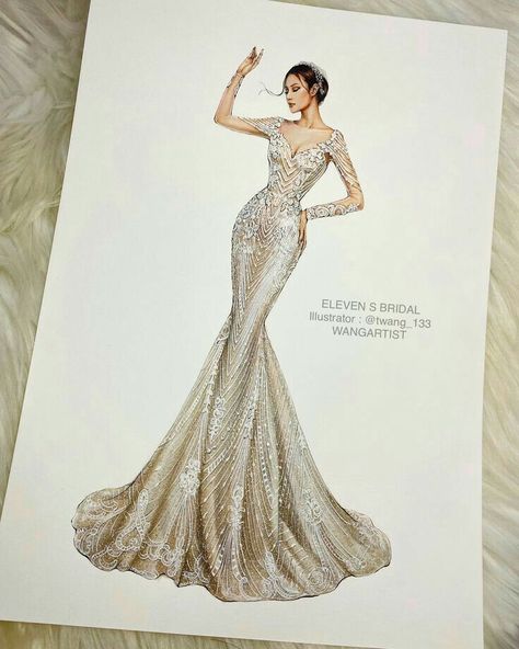 Fashion Sketches Wedding Dresses, How To Draw Wedding Dresses, Evening Dress Drawing, Wedding Dress Sketches Drawing, Fashion Sketches Dresses Gowns, Wedding Dresses Illustration, Wedding Fashion Illustration, Wedding Gown Illustration, Gown Illustration