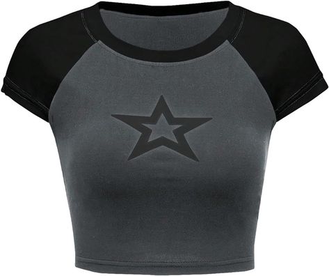 Link in pin. SOLY HUX Women's Color Block Star Print Short Sleeve Crop Tops Slim Fit Tee T Shirts. Tops Cortos Aesthetic, Star Clothing, Slim Fit Crop Top, Baggy Clothes, Y2k Clothes, Fashionista Clothes, Y2k Outfits, Easy Trendy Outfits, Grunge Punk