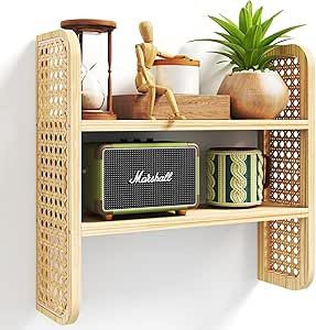 Rattan Bathroom Decor, Boho Shelves, Bookshelf Wall Mounted, Rattan Bookshelf, Rattan Shelf, Small Apartment Storage, Hanging Bookshelves, Small Wall Shelf, Ny Apartment