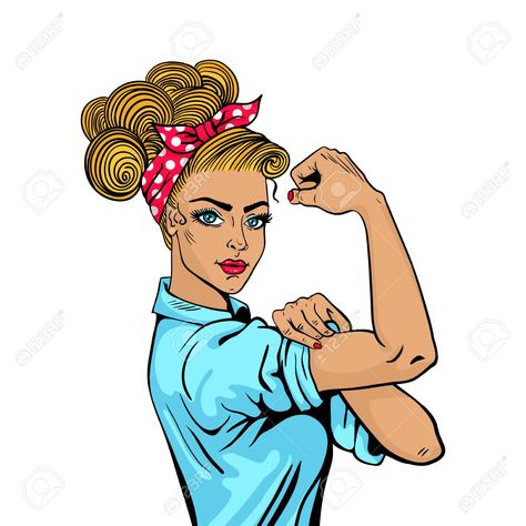 Nous pouvons le faire femme. Sexy fille forte. Symbole américain classique du pouvoir féminin, des droits féminins, des protestations, du féminisme. Vector dessin coloré dessiné à la main sur fond blanc en style comique rétro. Banque d'images - 78443835 We Can Do It Woman, It Woman, Beta Reader, Power Woman, Female Power, Female Cartoon Characters, Strong Girl, American Symbols, Female Cartoon