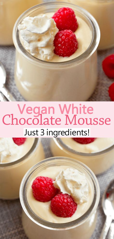 White Chocolate Mousse Recipe, Lactose Free Desserts, Dairy Free White Chocolate, 3 Ingredient Recipe, White Chocolate Desserts, Chocolate Covered Katie, Mousse Chocolate, Vegan White Chocolate, Lactose Free Recipes