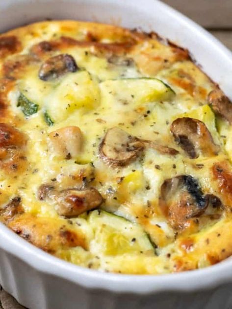 Chicken Zucchini Bake (Low-carb) • Zona Cooks Easter Entrees, Chicken Zucchini Bake, Zucchini And Mushrooms, Chicken Zucchini Casserole, Zucchini Bake, Chicken Zucchini, Italian Cheese, Diced Chicken, Keto Recipes Dinner