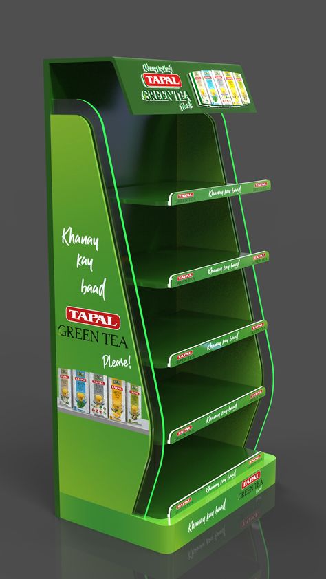 Tapal Green Tea Gondola Gondola Design, Point Of Purchase Display, Beer Display, Green Shelves, Shelf Talkers, Pos Design, Stand Feria, Retail Design Display, Point Of Sale Display