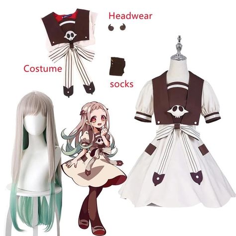 Hanako Kun Inspired Outfits, Nene Yashiro Cosplay, Harajuku Style Anime Print Costume Accessories For Cosplay, Toilet Bound Hanako Kun Cosplay, Black Kawaii Anime Print Cosplay Costume, Hanako Kun Cosplay, Cosplay Kawaii, Yashiro Nene, Kimono Outfit