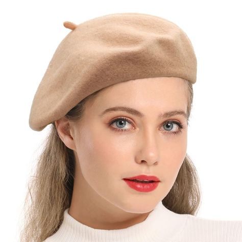 Wheebo Wool Beret Hat,Solid Color French Style Winter Warm Cap for Women Girls Lady Preppy Birthday Gifts, Artist Hat, Wool Beret, Coachella Festival, Wool Berets, Spring Boho, Style Winter, Beret Hat, Trendy Fall