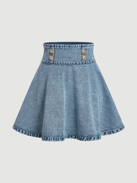 Flare Denim Skirt, Frilled Skirt, Flared Denim Skirt, Classy Skirts, Jean Skirts, Denim Skirt Outfits, Diy Clothes Design, Fashion Top Outfits, High Fashion Outfits