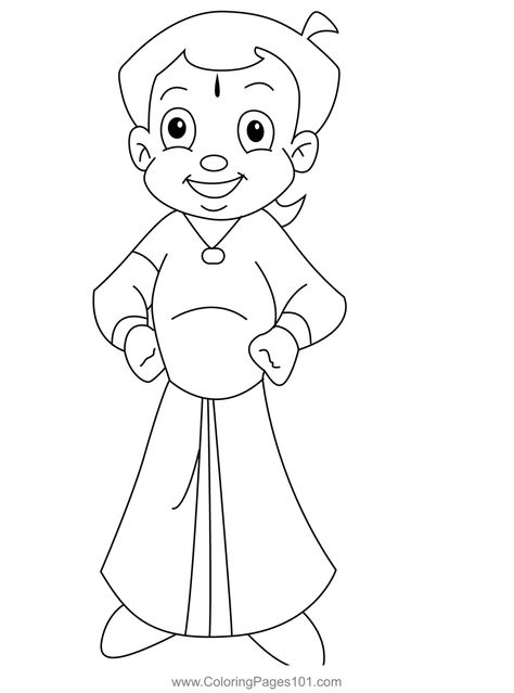 Smiling Chota Bheem Coloring Page Choota Bheem Drawing, Chotta Bheem Drawing, Chota Bheem Drawing, Chhota Bheem Drawing, Easy Drawing For Children, Bheem Drawing, Bheem Cartoon, Chotta Bheem, Easy Cartoon Characters