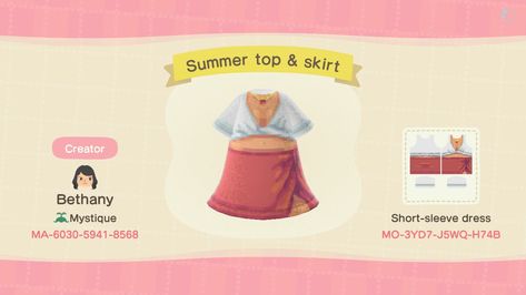 Acnh Beach Clothes, Tropical Outfit, Summer Sundresses, Animal Crossing Qr Codes Clothes, Fraggle Rock, Qr Codes Animal Crossing, Animal Crossing Villagers, Different Skin Tones, New Animal Crossing