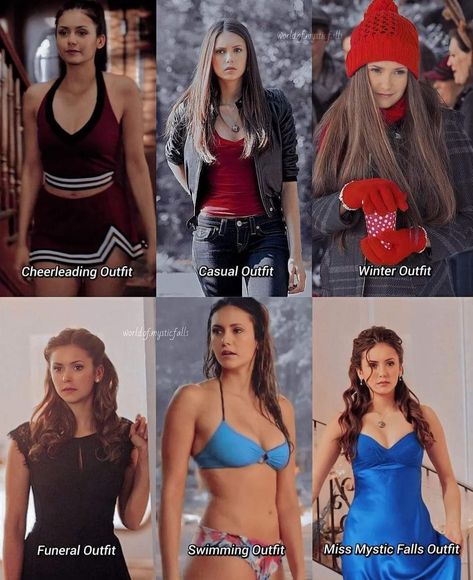 Mystic Falls Cheerleading Outfit, Elena Gilbert Cheerleader Outfit, Sims Tips, Elena Gilbert Outfits, Vampire Diaries Rebekah, Crush Series, Elena Gilbert Style, Vampire Diaries Fashion, Nina Dobrev Style