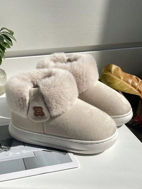 Women's Comfortable Winter Shoes High Top Snow Boots With Non-slip Thickened Sole, Suede Warm Plush LiningI discovered amazing products on SHEIN.com, come check them out! Winter Slippers For Women, Wishlist Shoes, Fluffy Shoes, Baby Walking Shoes, Cozy Shoes, Ideas Navidad, Aesthetic Clothing Stores, Winter Shoes For Women, Soft Slippers