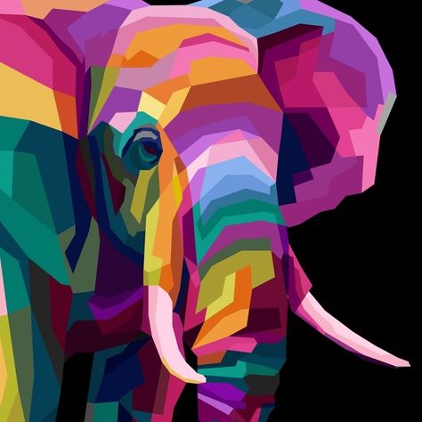 Elephant Logo Design, Banner Wallpaper, Abstract Lion, Elephant Poster, Wpap Art, Pop Art Animals, Colorful Elephant, Cartoon Elephant, Pop Art Portraits