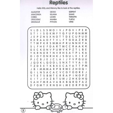 Hello Kitty Word Search, Easy Word Search For Kids, Hello Kitty And Her Friends, Cartoon Lizard, Hello Kitty Book, Hello Kitty Games, Easy Word Search, Word Search For Kids, Hello Kitty Imagenes