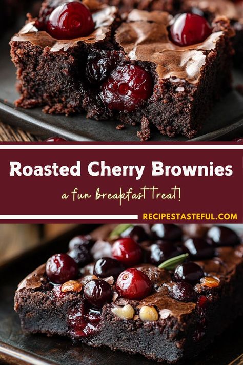 Indulge in these fudgy Roasted Cherry Brownies, packed with the sweetness of roasted cherries and rich chocolate. A delightful treat for any occasion, they combine the best of both worlds: a chewy brownie texture paired with a fruity twist. Roasted Cherries, Cherry Brownies, Fudgy Brownie, Chewy Brownies, Roasted Cherry, Brownies Recipe, Brownie Recipe, Fudgy Brownies, Sweet Cherries