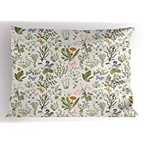 Check this out! Reseda Green, Flowers Botanical, Printed Pillowcases, Floral Pillow, Garden Bedding, Floral Pillows, Vintage Garden, Pillow Shams, Pillowcase