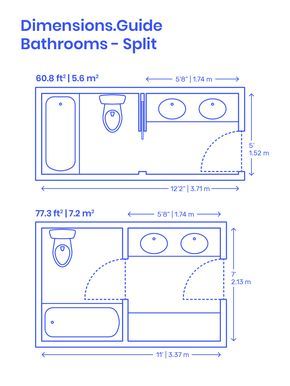 Bathroom With Separate Toilet And Shower Room, Bathroom Sink Separate From Shower And Toilet, Separated Bathroom And Toilet, Divided Bathroom Layout, Bathroom With Private Shower And Toilet, Toilet And Shower Separate From Sink, Two Bathrooms Side By Side Layout, 5x12 Bathroom Layout, Small Primary Bathroom Layout