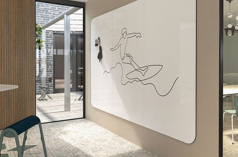 VisuWall - Chameleon Writing Wall Whiteboard, Industrial Chic Interior Design, Whiteboard Wall, Minimal Living, Interactive Whiteboard, Acoustic Solutions, Writing Boards, Curved Walls, Low Tech