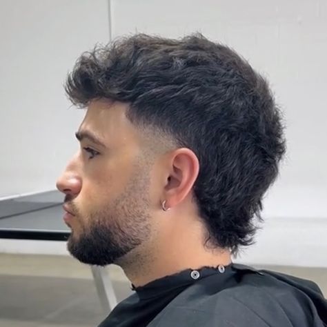 Fade Haircut Mullet, Men Mullet Haircut, Burst Mullet, Crop Top Haircut, Crop Top Fade, Mullet Tutorial, Mullet Fade Haircut, Mullet Taper, Mullet For Women