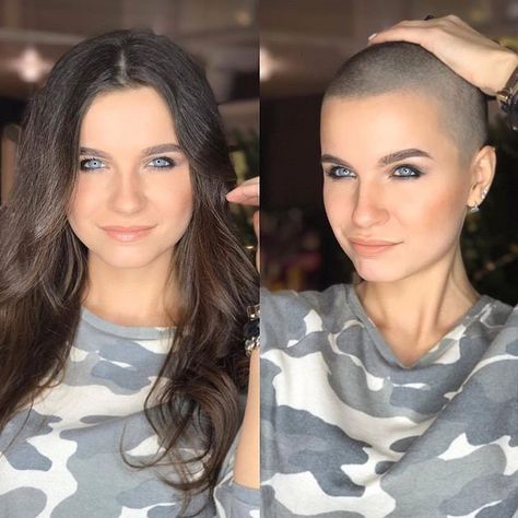 17 Stunning Hair Transformations That Prove Short Hair Is Beautiful Super Short Haircuts, Before And After Haircut, Very Short Haircuts, Super Short Hair, Long Gray Hair, Cut Her Hair, Very Short Hair, Buzz Cut, Long Hair Women