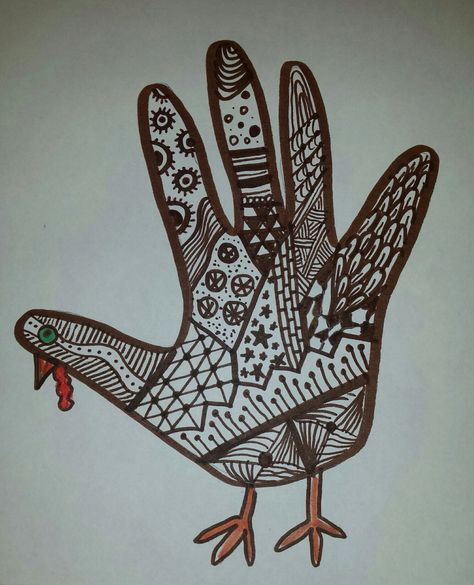 I showed the Kindergartners how to do hand turkeys. Then I took it a step further... Turkey Hand Drawing, Zentangle Hand, Hand Turkeys, Eyes Paint, Thanksgiving Play, Thanksgiving Art Projects, Christmas Tree Farm Photos, Hand Turkey, Turkey Drawing