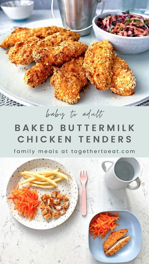 Chicken Tenders Baked, Chicken Tenders Oven, Baked Buttermilk Chicken, Panko Chicken Tenders, Baked Chicken Tenders Healthy, Buttermilk Fried Chicken Tenders, Buttermilk Chicken Tenders, Baked Chicken Nuggets, Fried Chicken Tenders