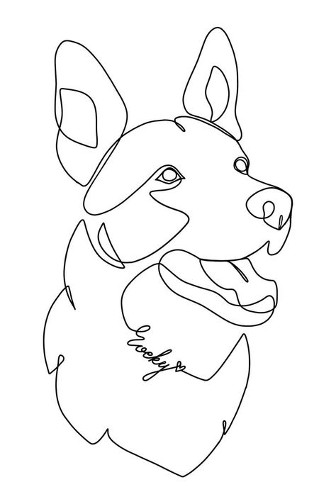 Line Art Drawings Dog, Blitz Tattoo, Tatoo Dog, Drawing One Line, Sketch From Photo, Line Drawing Tattoos, Dog Line Drawing, Dog Outline, Dog Line Art