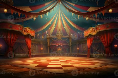 Circus Tent Background, Circus Background Landscape, Circus Tent Interior, Circus Concept Art, Abandoned Circus, Fantasy Circus, Circus Stage, Circus Background, Circus Illustration