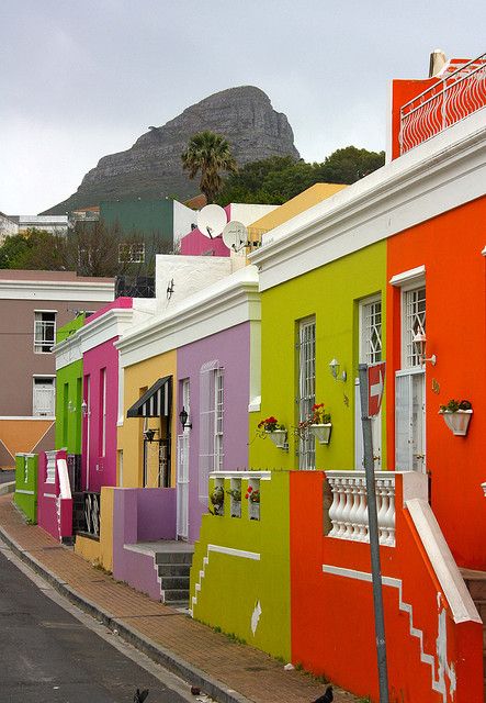 Colorful houses of Bo-Kaap district, Cape Town, South Africa (by neiljs). Say Yes to Color! Architecture Posters, Colored Houses, Bo Kaap, Colorful Houses, Colorful Places, Africa Destinations, Africa Do Sul, Bohemian Eclectic, South Africa Travel