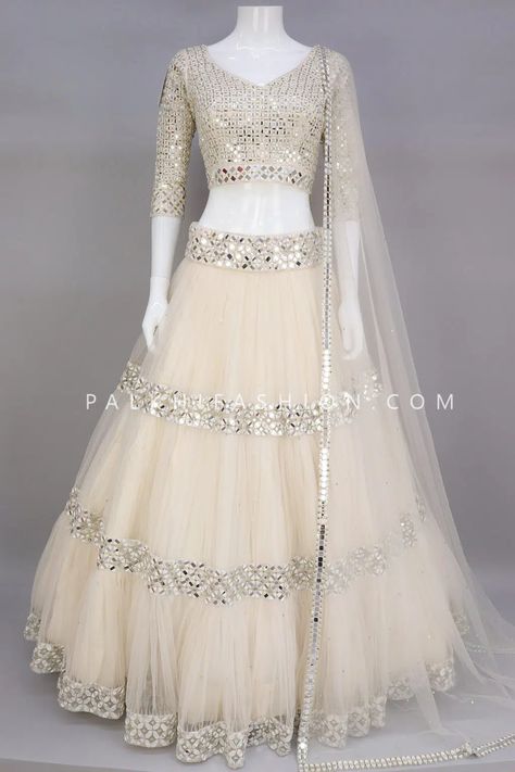 White Designer Lehenga, Palkhi Fashion, Lehenga Choli For Women, Full Mirror, Choli For Women, Indian Lehenga Choli, Indian Outfits Lehenga, Wedding Lehenga Designs, Lehenga Designs Simple