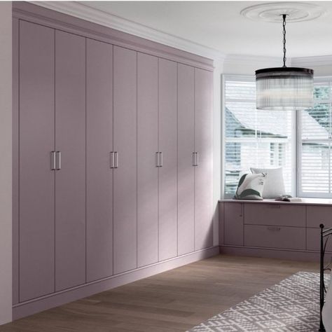 Lavender Cupboards Bedroom, Pastel Colour Wardrobe, Bedroom Cupboard Colour Ideas, Bedroom Cupboard Designs Colour, Maple Kitchens, Bedroom Cupboard Doors, Lavender Bedroom Decor, Cupboard Ideas Bedroom, Cupboard Colors