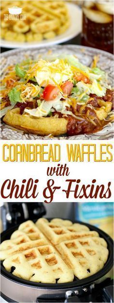 Dinner Recipes Ideas, Cornbread Waffles, Chili Dinner, Waffle Iron Recipes, Waffle Maker Recipes, Country Cook, The Country Cook, Country Cooking, Waffle Recipes