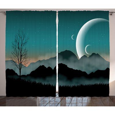 Latitude Run Collado Space Night Sky on Mountain Range Forest Crescent Moon Star Cosmic Infinity Astral Graphic Graphic Print & Text Semi-Sheer Rod Po Rod Pocket Curtain Panels, Rod Pocket Curtains, Moon Star, Paint Party, Mountain Range, State Art, Drapes Curtains, Crescent Moon, Stars And Moon