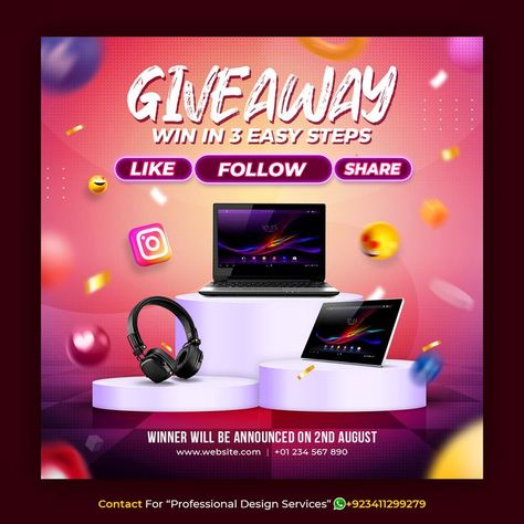 Giveaway Graphic, Facebook Poster, Baby Logo Design, Event Poster Template, Facebook Post Design, Facebook Giveaway, Creative Banners, Social Media Post Template, Facebook Design