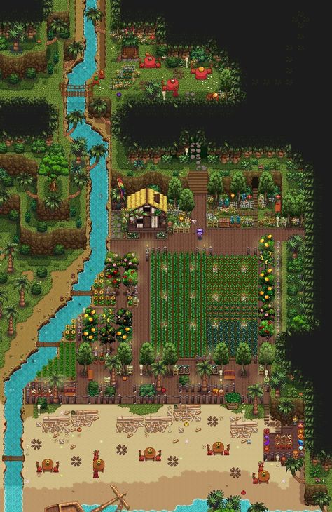 stardew valley ginger island design Ginger Island Layout Stardew Valley, Stardew Valley Island Farm, Stardew Ginger Island Farm, Ginger Island Farm Layout, Stardew Valley Ginger Island Farm, Stardew Valley Ginger Island, Stardew Valley Design, Stardew Valley Layout, Stardew Valley Tips