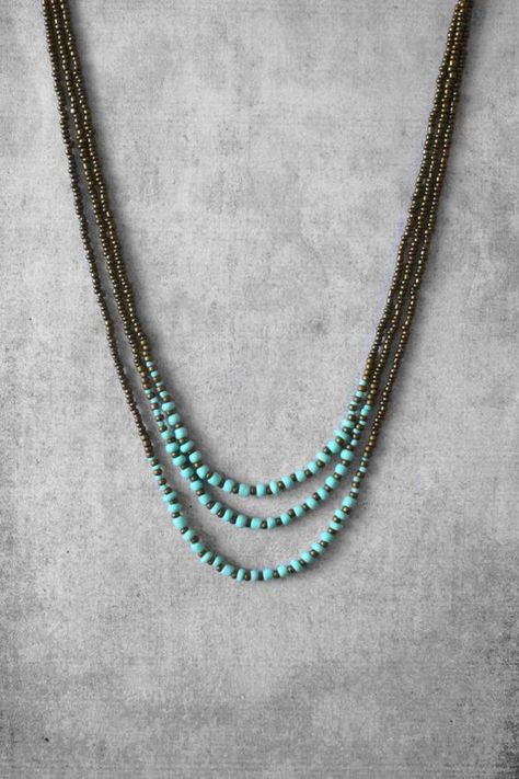 ANANKE JEWELRY on Etsy Beaded necklace layered necklace turquoise necklace boho… Bone Tattoo, Floating Diamond Necklace, Diy Collier, Necklace Layered, Layered Necklace Set, Collar Bone, Necklace Turquoise, Hippie Jewelry, Diy Schmuck