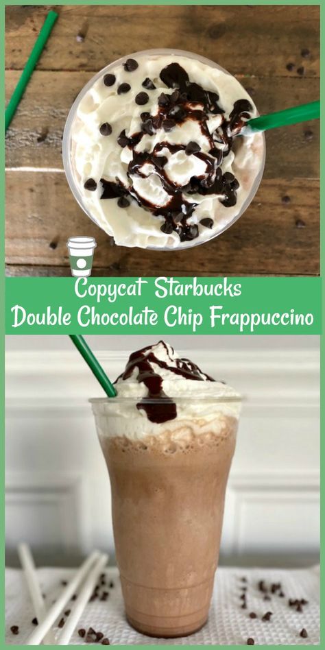 Chocolate Chip Frappuccino Recipe, Frappuccino Recipe Starbucks, Double Chocolate Chip Frappuccino, Chocolate Frappuccino, Chocolate Chip Frappe, Starbucks Frappuccino Recipe, Starbucks Party, Starbucks Vanilla, Starbucks Caramel