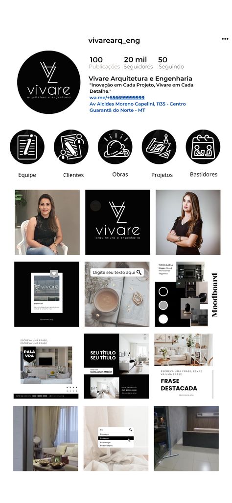 Identidade Visual para Instagram - Arquitetura Architect Instagram Post, Feed Layout, Interior Design Instagram, Instagram Feed Layout, Post Instagram, Instagram Feed, Vision Board, Digital Marketing, Instagram Profile