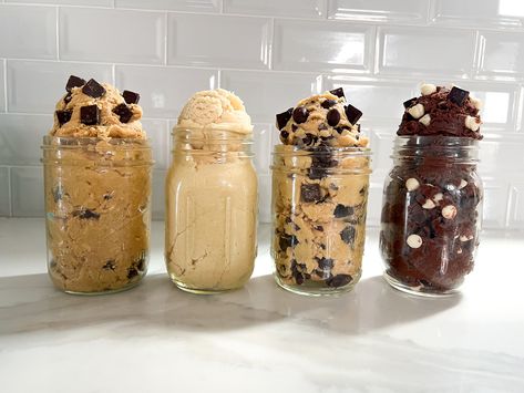 Nicole The Nomad, Protein Ice Cream Recipes, Cookie Dough Ingredients, Edible Cookie Dough Recipe, Raw Cookie Dough, Protein Ice Cream, Ice Cream Ingredients, Big Cookie, Cookie Dough Recipes